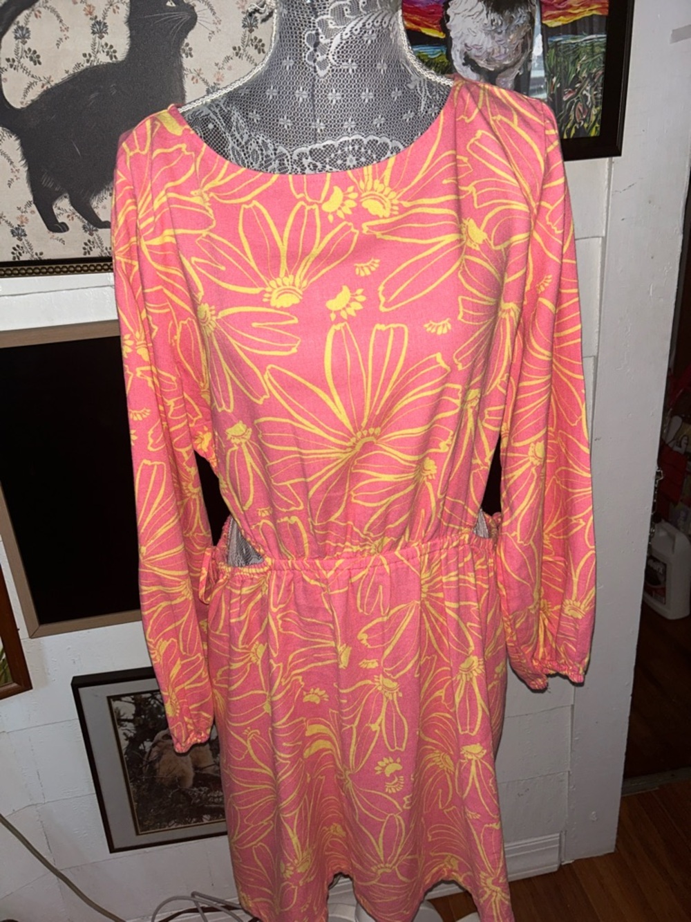 Universal Thread Pink and Yellow Floral Mini Dress